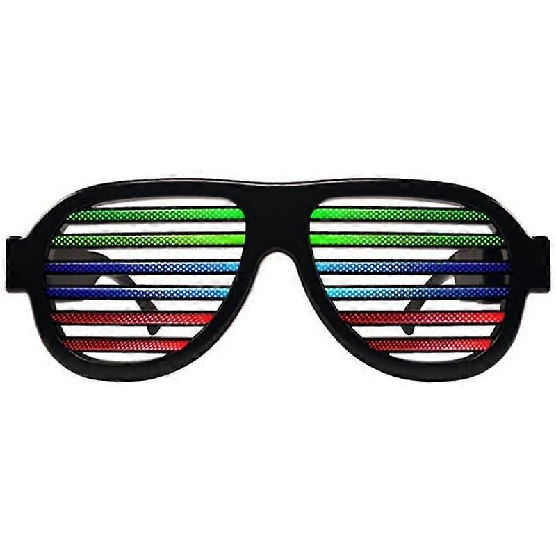 Barsinfi Light Up Shutter Glasses- Sound Reactive - Usb Rechargeable Rave Glasses - Black