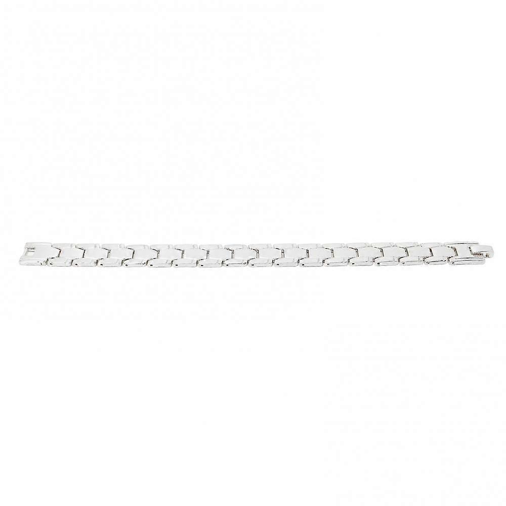 Adjustable Detachable Hexagonal Magnetic Therapy Bracelet for Men in Silver