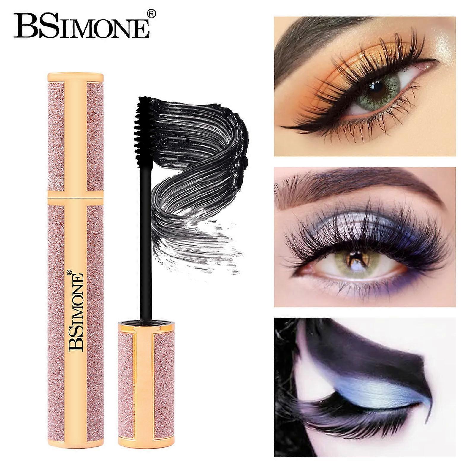 Silkefibermascara, ekstra lange vipper Langvarig forlængelse af tyk mascara, sort mascara pletter ikke