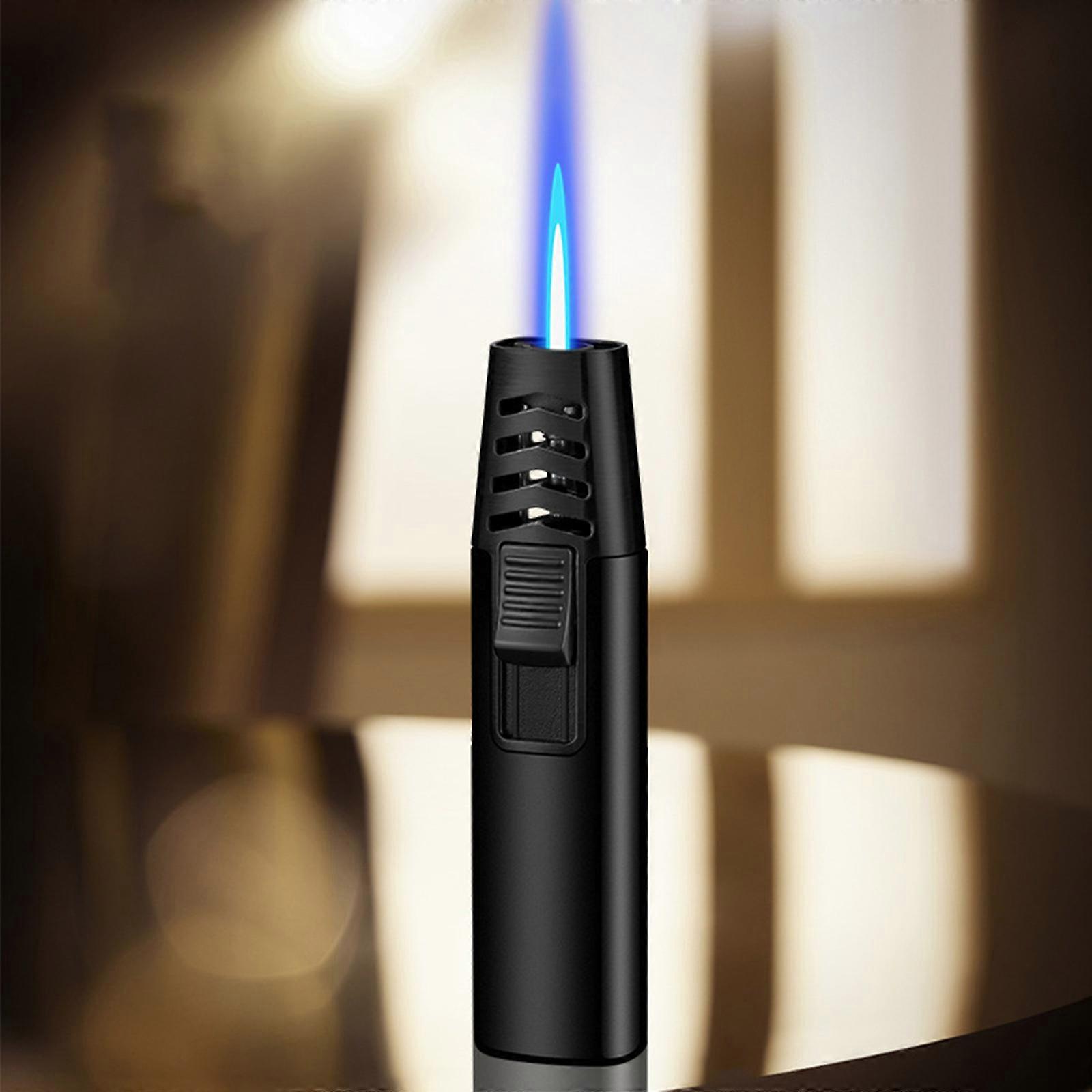 Vindtett Straight Torch Blue Flame Lighter Butan Torch Turbine Torcher Oppblåsbar Gass Vindtett Lighter Refillable Butan Lighter For utendørs BBQ Ba