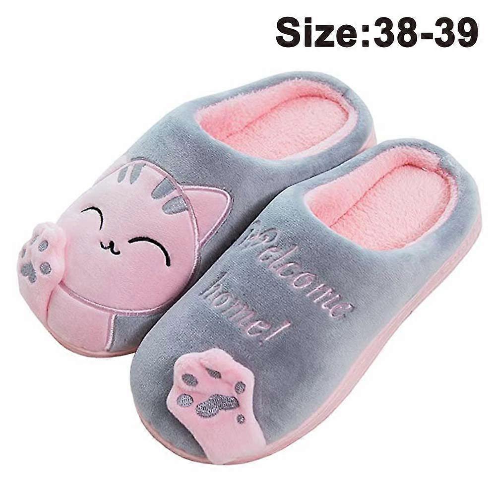 PIAO Cartoon Lucky Cat Tofflor Vinter Hem Bomull Tofflor Tjocksulade Halkfria Varma Tofflor Lämplig för Husskor Inomhus Utomhus