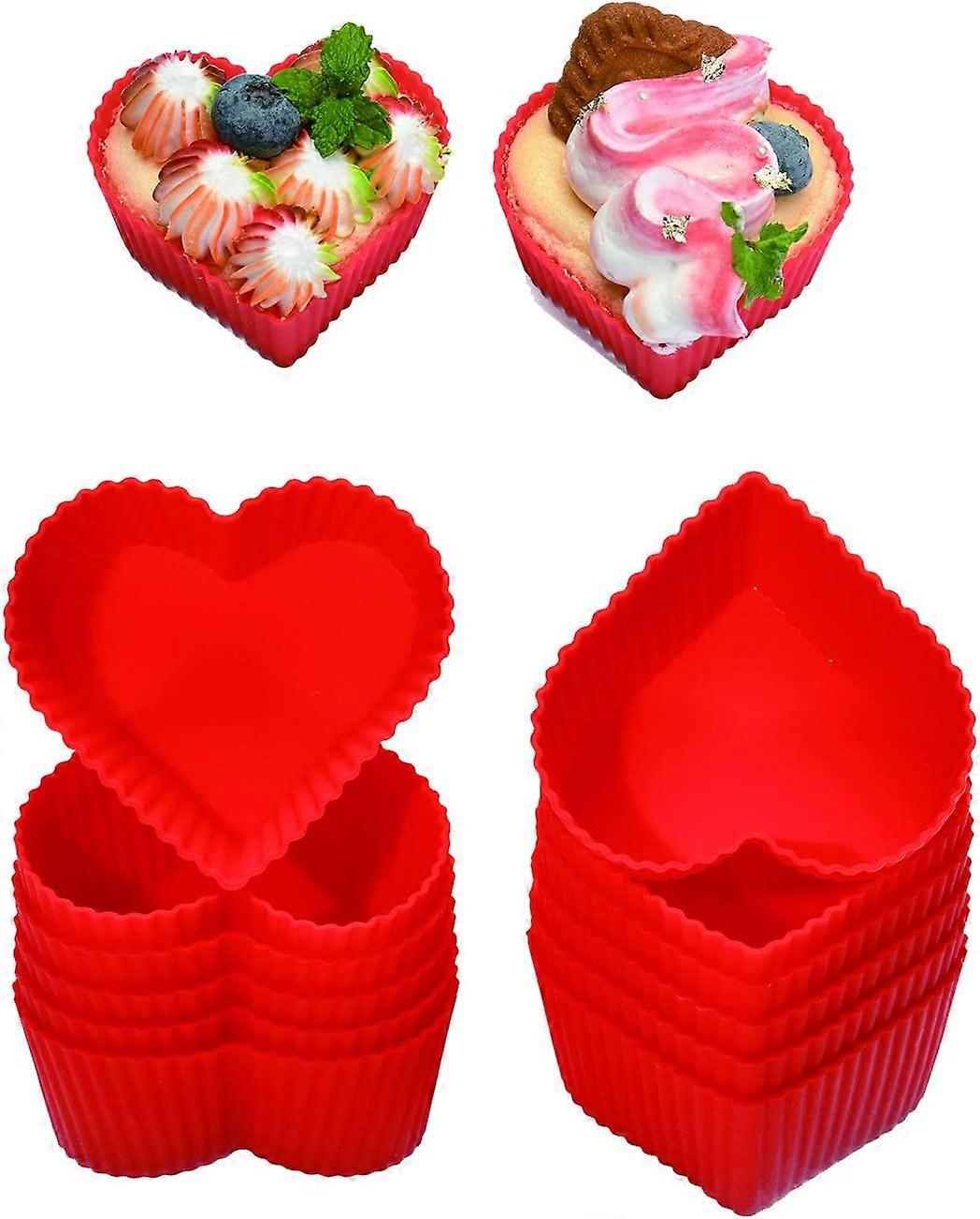 12 X Silicone Muffin Form With Cardiac Cupcake Backform