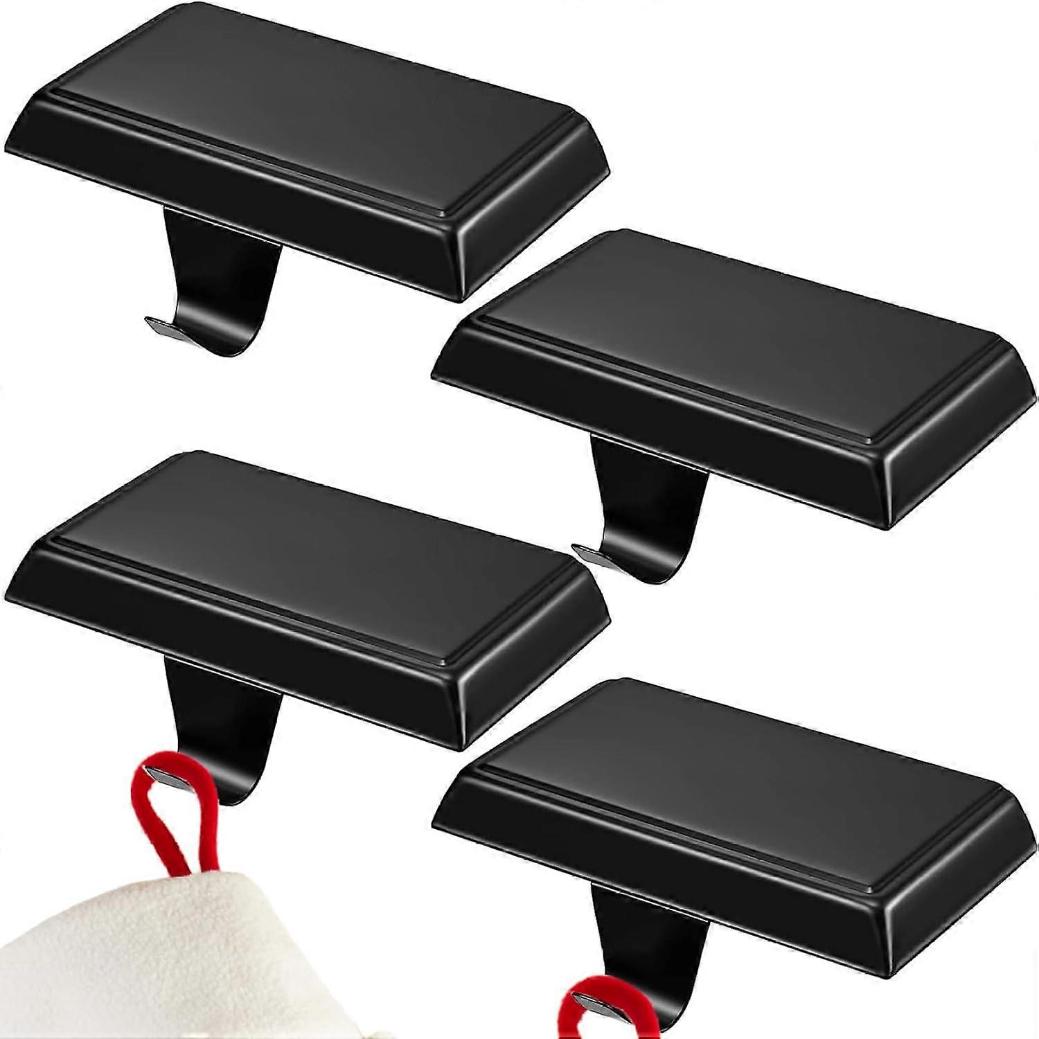 4Pcs Iron Rectangular Stocking Hooks, Non-Slip Minimalist Stocking Holders