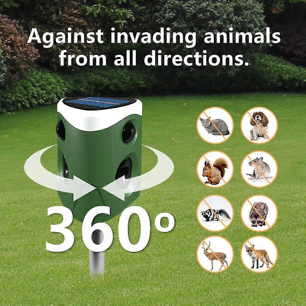 Solar Ultrasonic Animal Repeller, Outdoor 360 Animal Deterrent Solar Dog Chaser, Ultrasonic Solar Powered Animal Repeller Waterproof Animal Repeller P