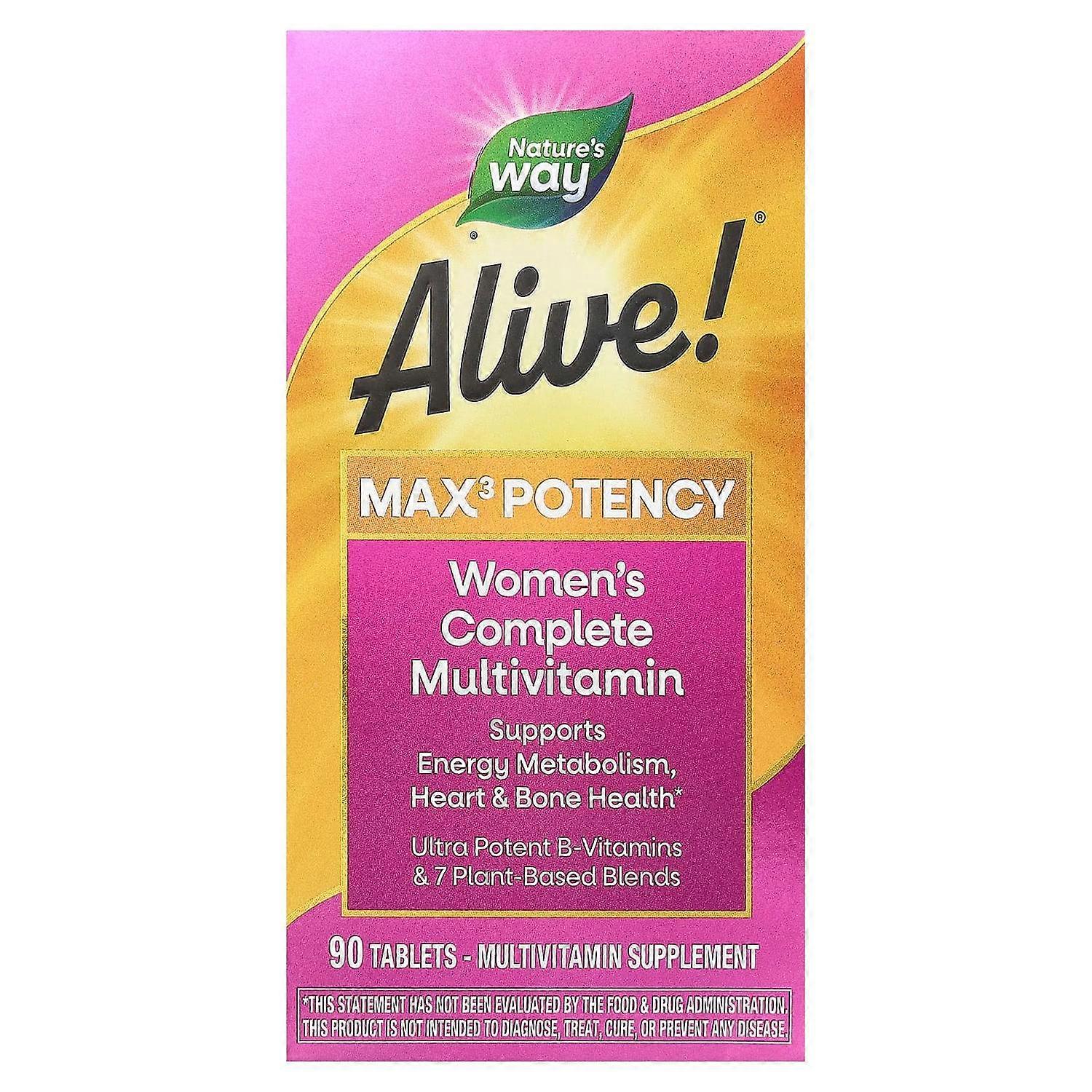 Nature's Way, Alive! Max3 Potency, Women's Complete Multivitamin, 90 Tablets