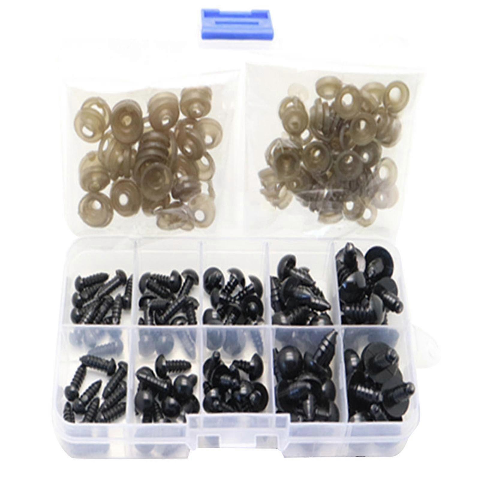 Naievear 100pcs Realistic Multi Specifications Toy Eyes With Washers Crochet Animal Crafts Doll Safety Eyes Diy Supplies