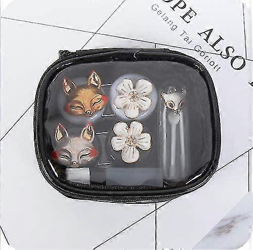 Cute Contact Lens Case Travel Kit Portable Contact Case Container With Mirror