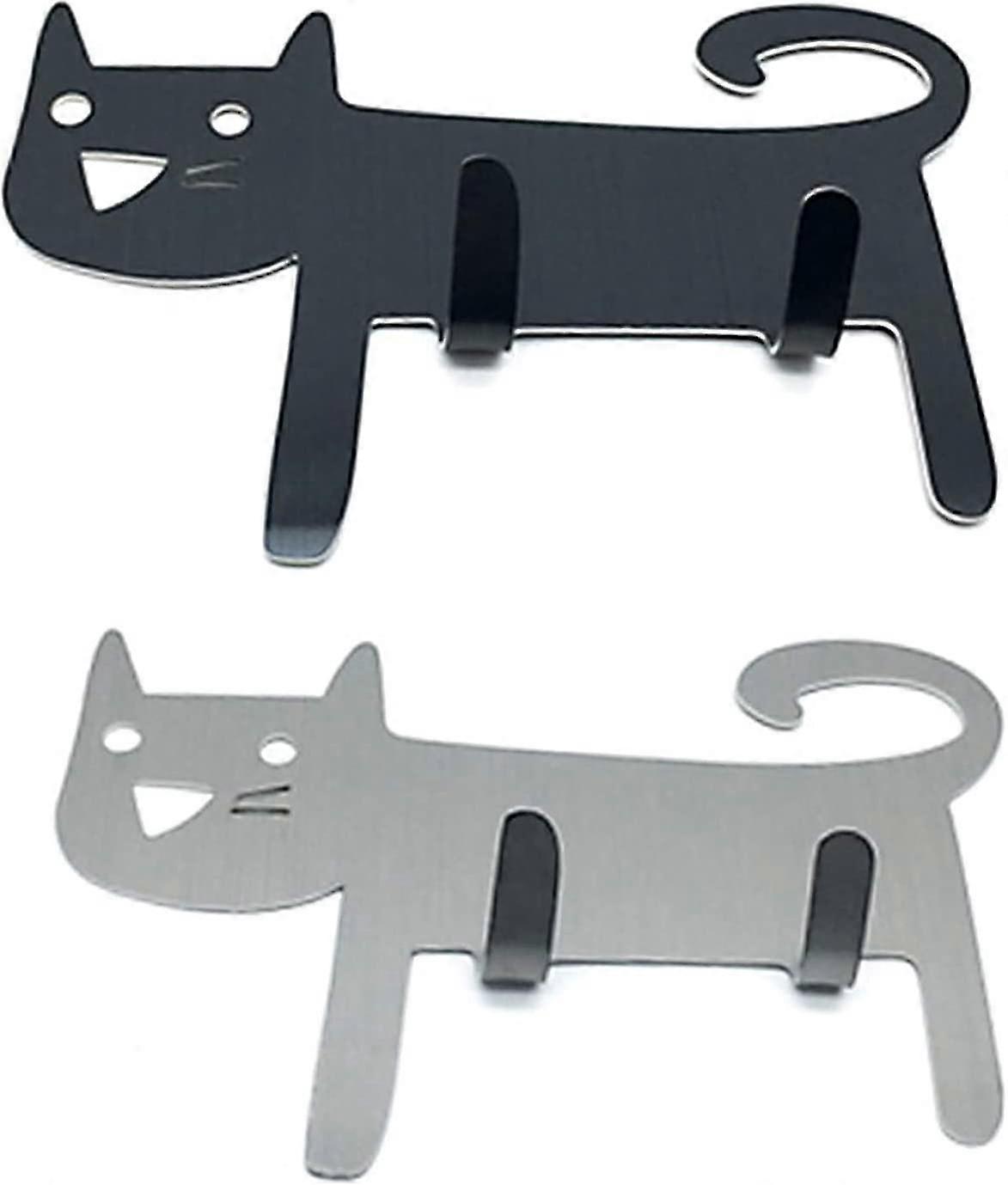 2 Pcs Decorative Wall Hooks, Sticky Hooks, Cute Cat-shaped Wall Hooks