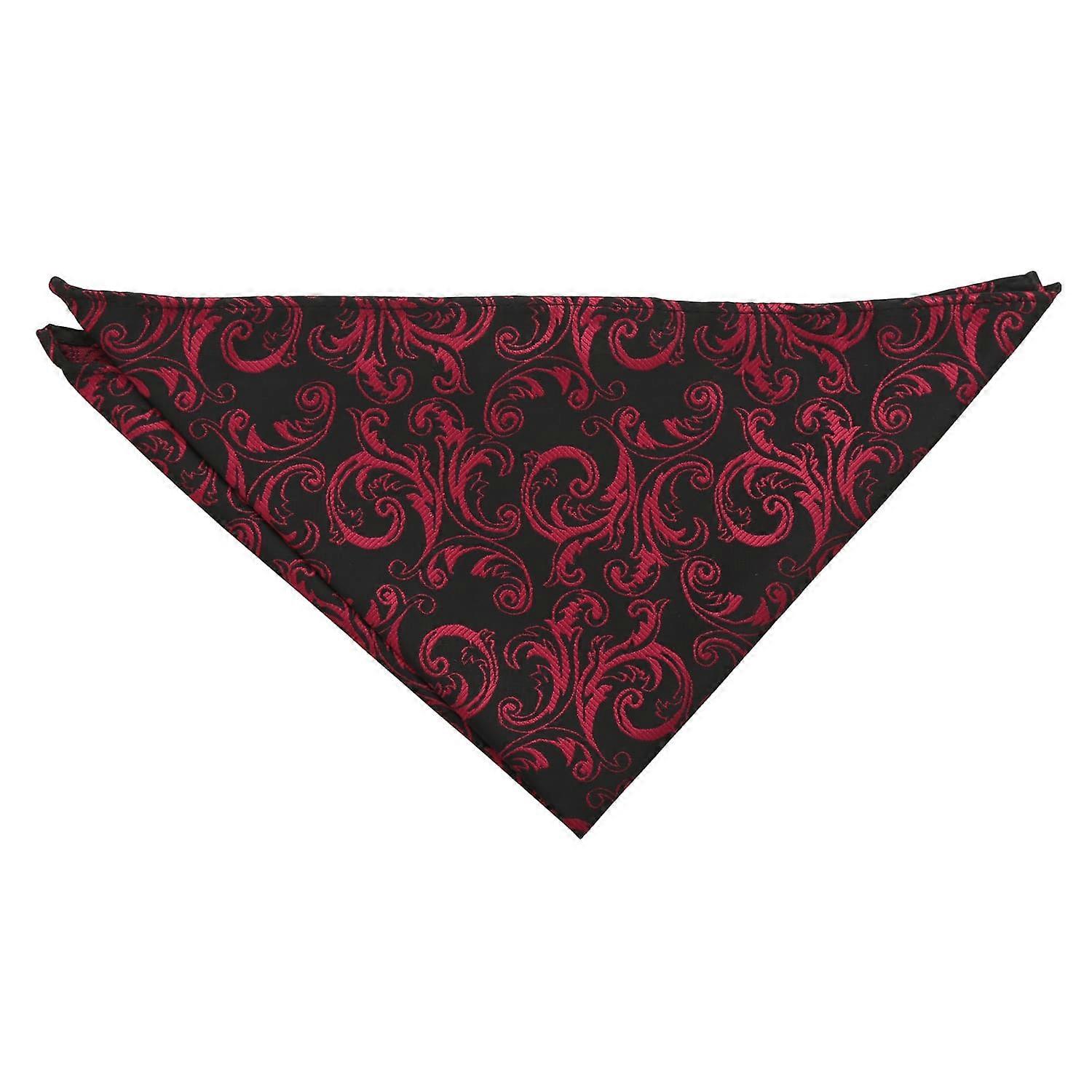 Black And Red Filigree Pocket Square