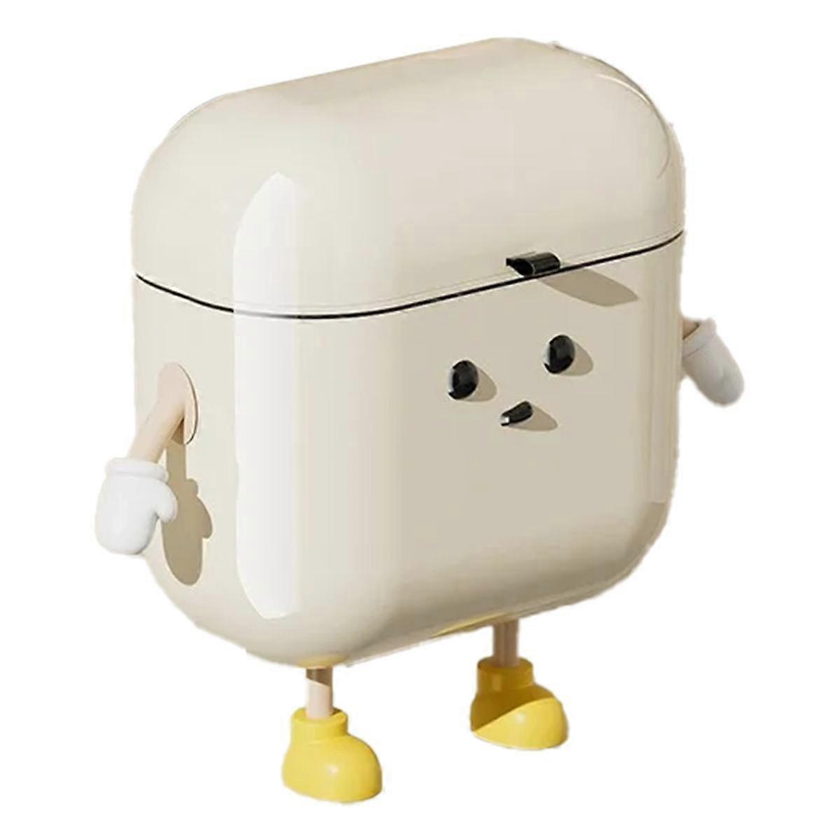 DIY Cream-Colored Wall-Mounted Kitchen Trash Can with Lid for Food Waste and Bathroom High Appearan