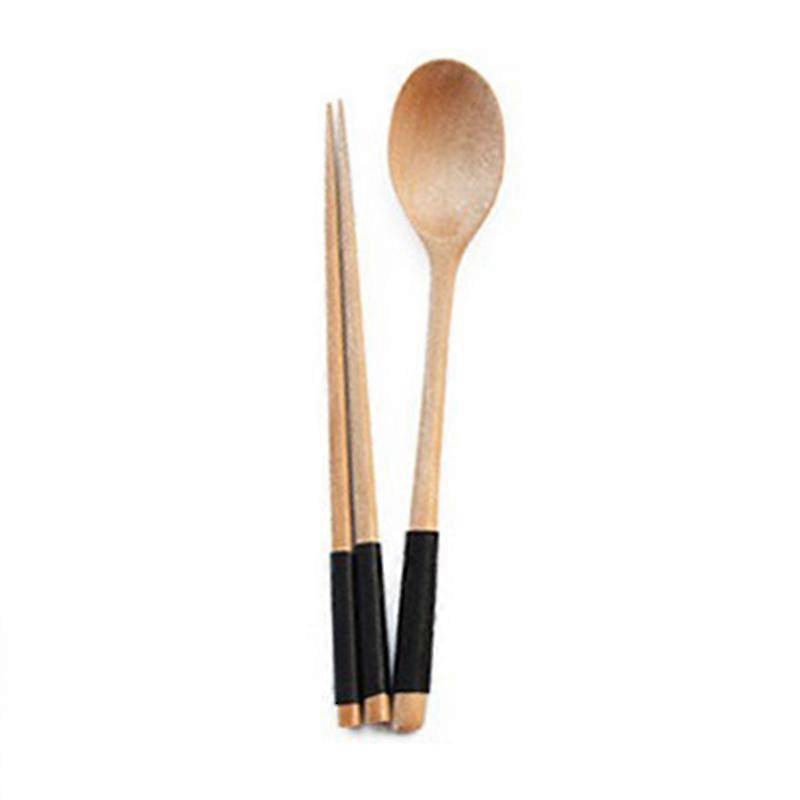 Wooden Spoon Chopsticks Set Reusable Dinnerware Combinations Simple Design Flatware for Household Restaurant New