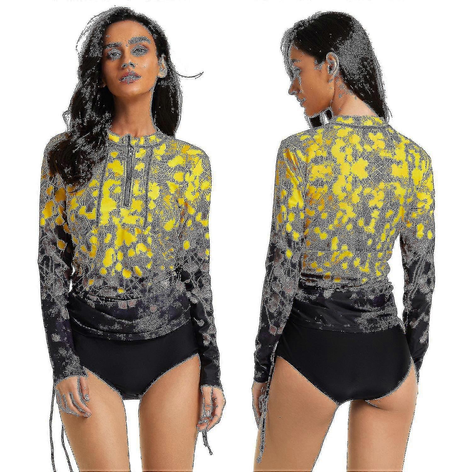 Femmes Manches Longues Rash Guard Maillot de bain Chemise de surf Deux pièces Maillot de bain Géométrique Short Set Maillot de bain UV Protection Maillot de bain