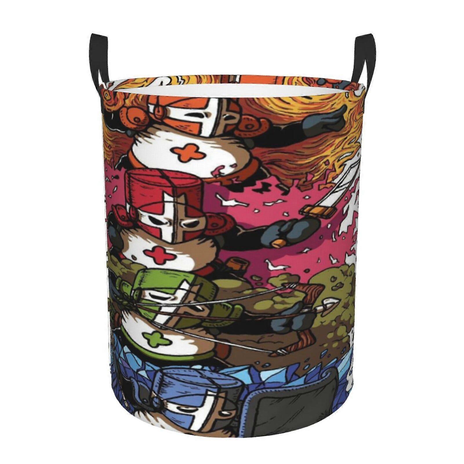 Castle Crashers 3d Graphic Flame Laundry Basket Fire Flame Clothes Hamper Storage With Handle-SYS28740