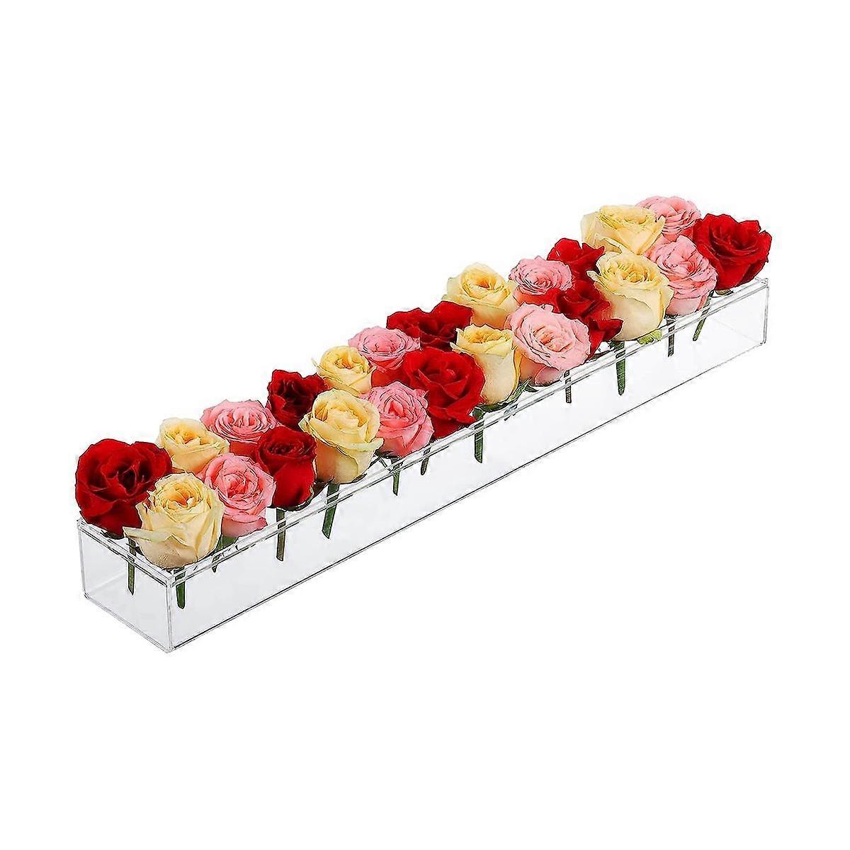 Transparent Acrylic Vase Rectangular Flower Vase for Table, Rectangular Decorative Modern Vase for