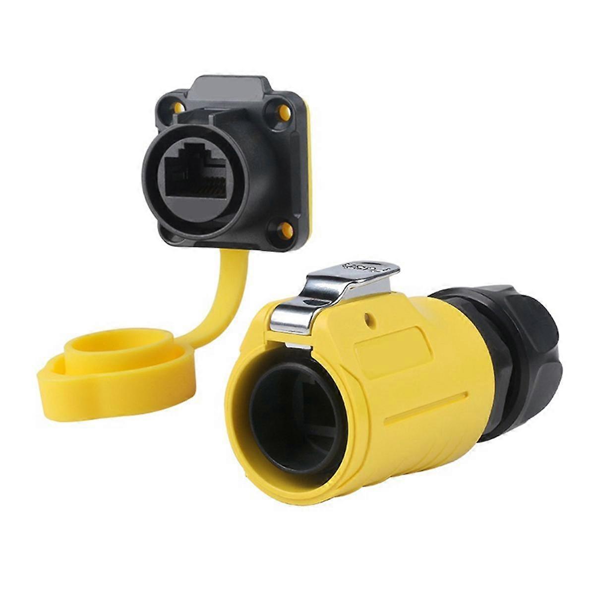 LP-20 RJ45 Waterproof Connector Set CAT6 IP68 Waterproof Connector RJ45 Panel Mount Socket Plug Net