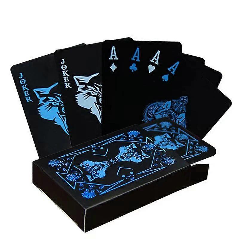Black Waterproof Plastic PVC Playing Cards Sets Wolf Classic Magic Tricks Poker Creative Gift