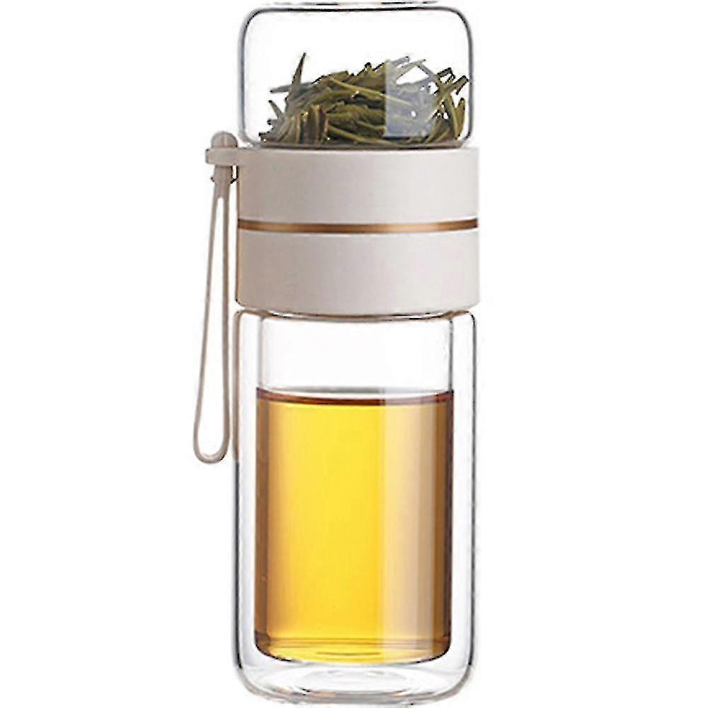 Double Wall Glass Tea Infuser Bottle Tea Tumbler With Infuser Portable Tea Bottle For Loose Tea Travel Tea Mug With Strainer Dual-use Tea Cup