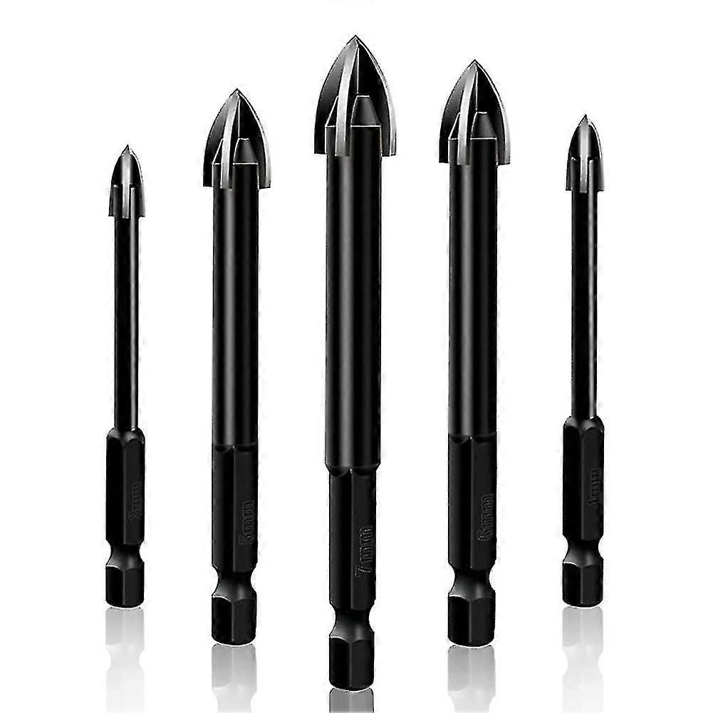 Universal Drilling Tool 5pcs, Cross Alloy Drill Bit,black