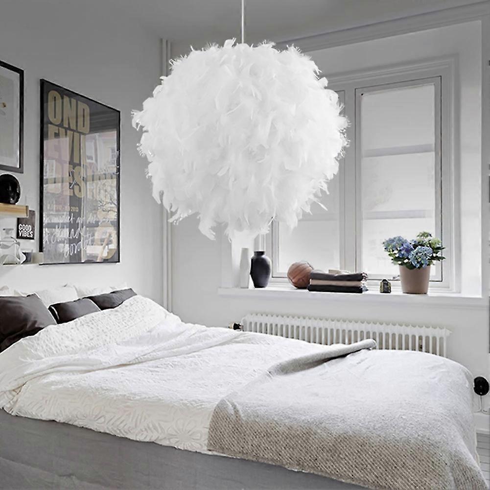 Feather Suspension Chandelier 30 cm White