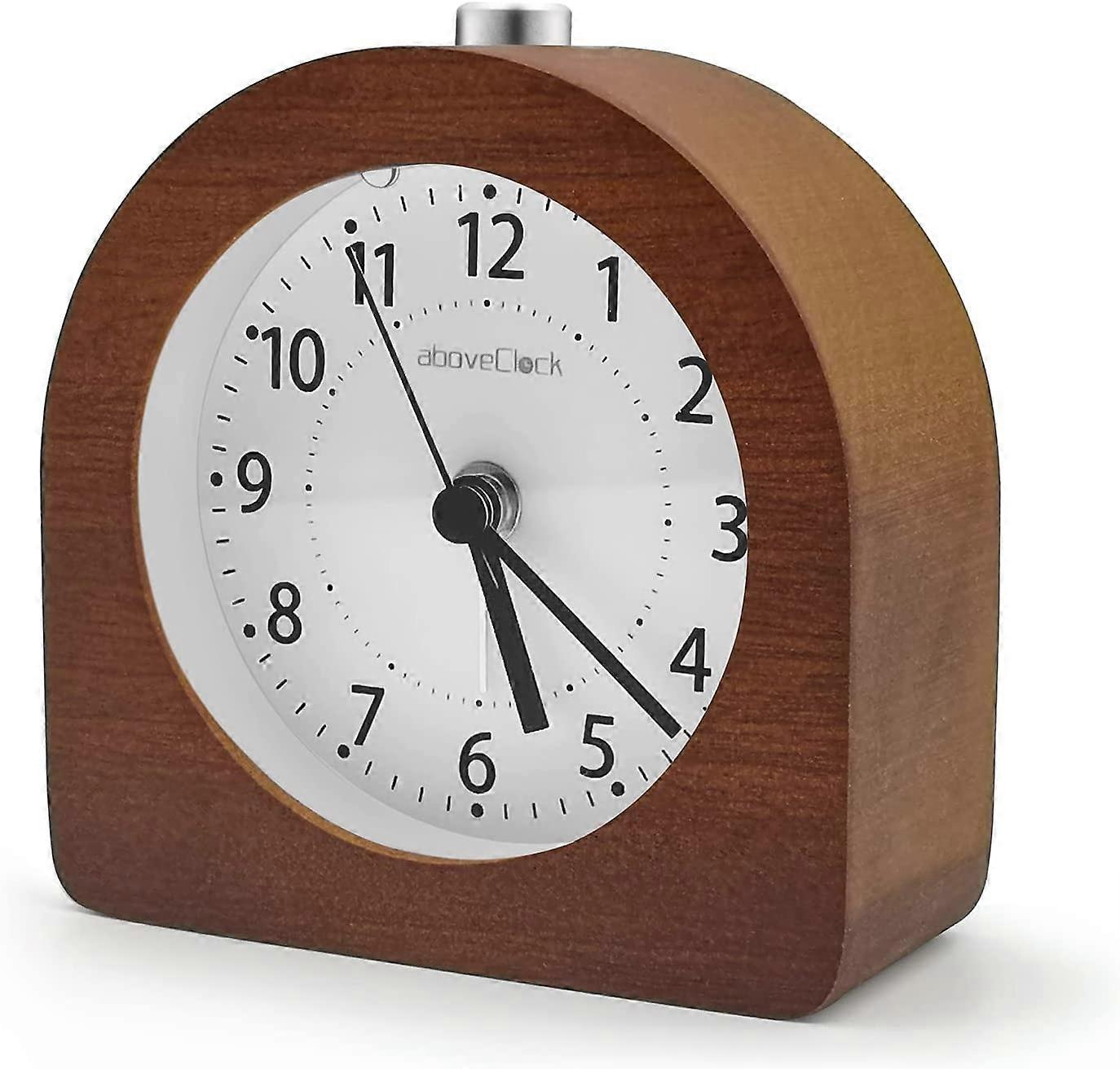 Alarm Clock Battery Operated Snooze Function Alarm Clock Travel Wood Luminous Analog Alarm Clock Silent No Ticking Needle Clock Rising Sound Alarm - L