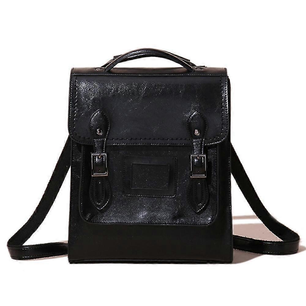 2766 Waxy Cowhide Leather Women Backpack Solid Rucksack with Tote Handle