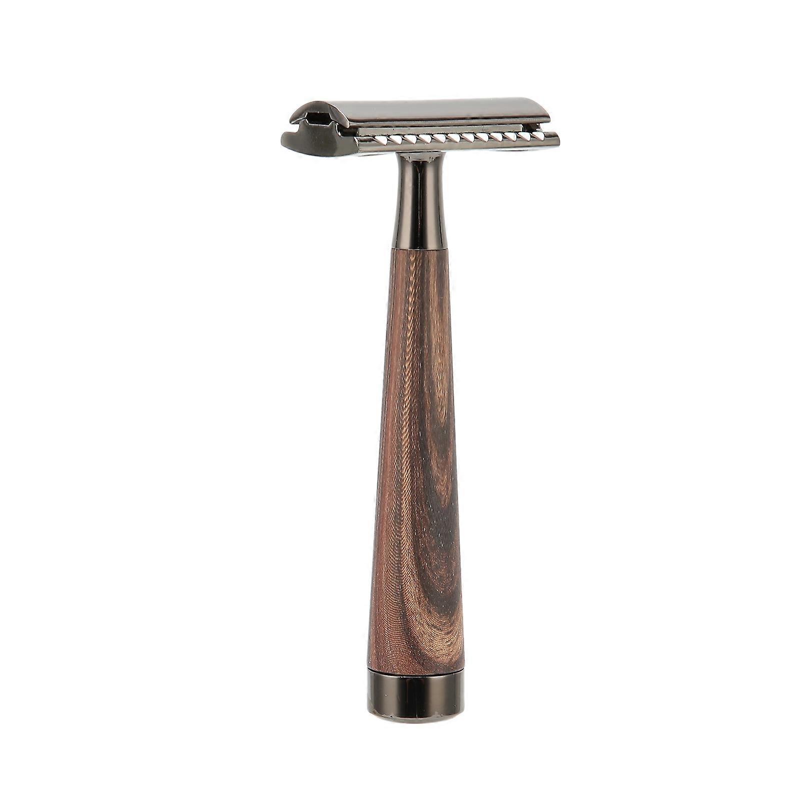 Double Edge Safety Razor Zinc Alloy Manual Safety Razor Reusable Men Manual Shaver with Wood Handle