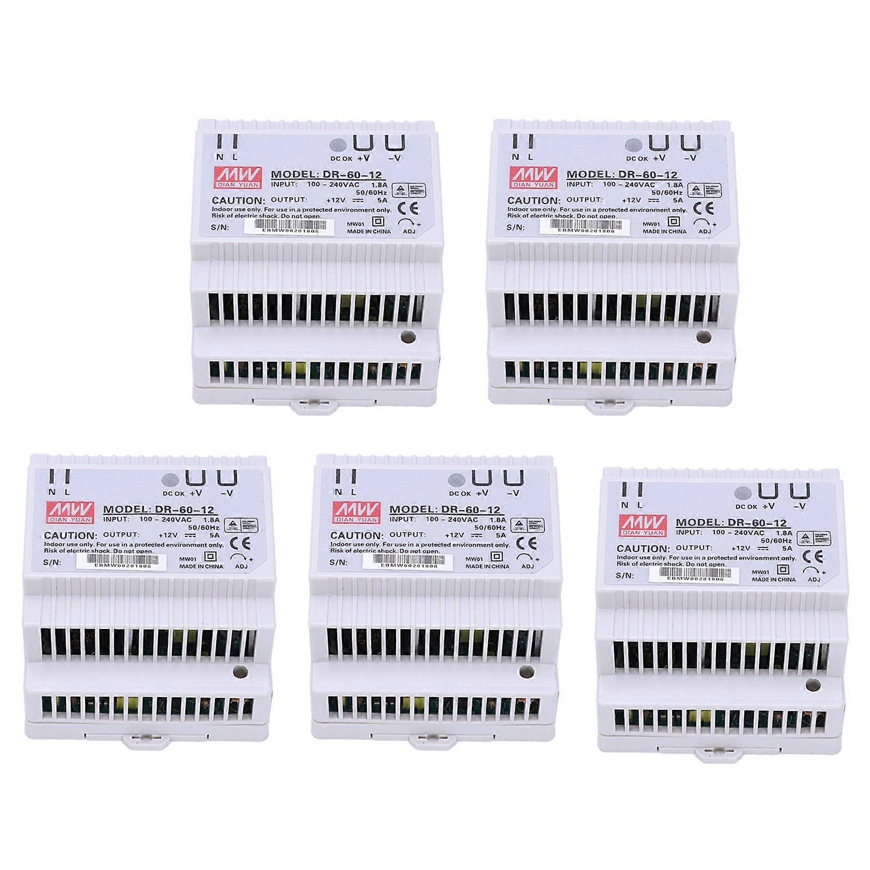 5X Din Rail Power Supply 60W 12V Ac Dc Converter -60-12 Power Supply 12V 60W Good Quality