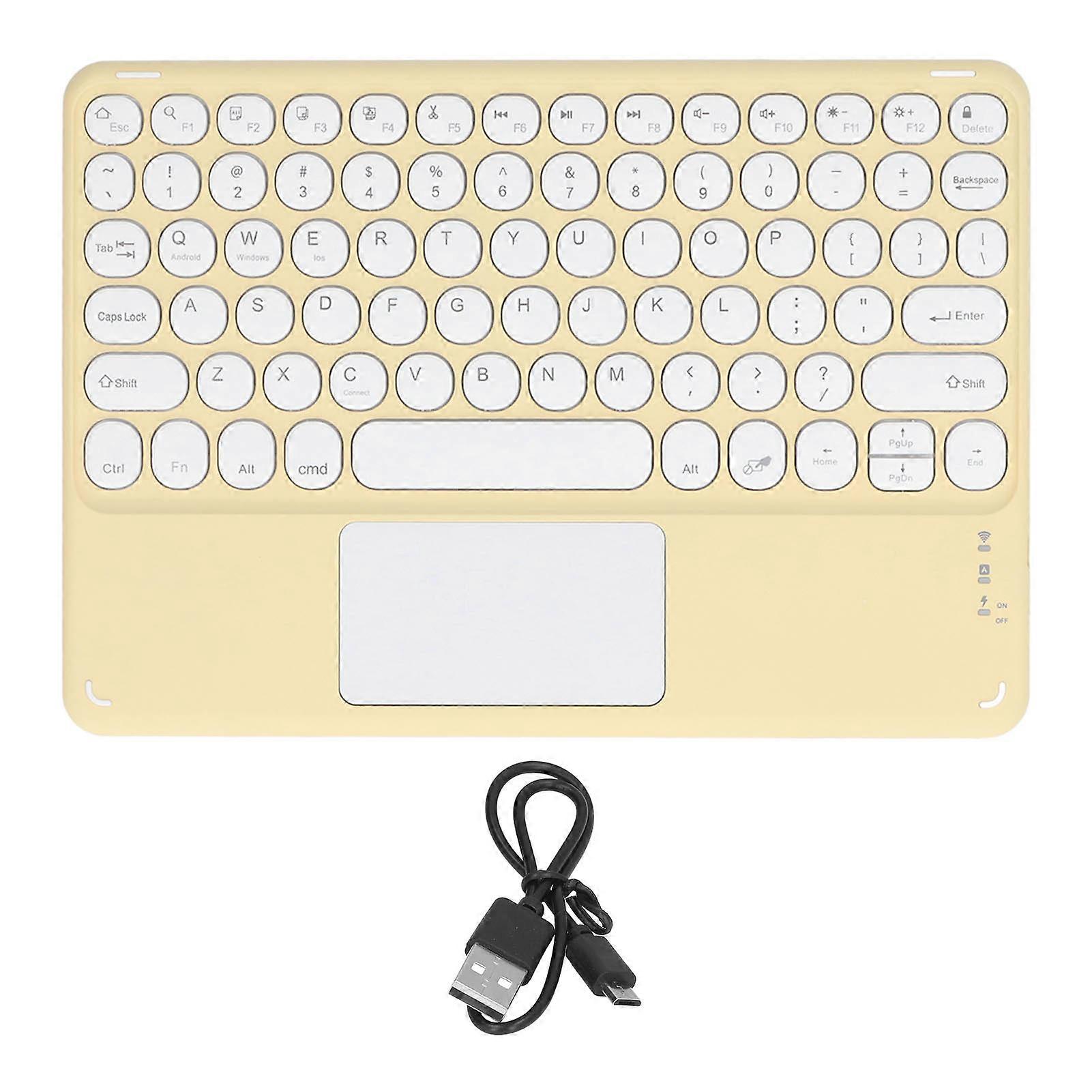 Clavier sans fil tactile Touches rondes Design ergonomique Clavier sans fil tactile intelligent ultra mince pour tablettes ordinateurs portables Jaune