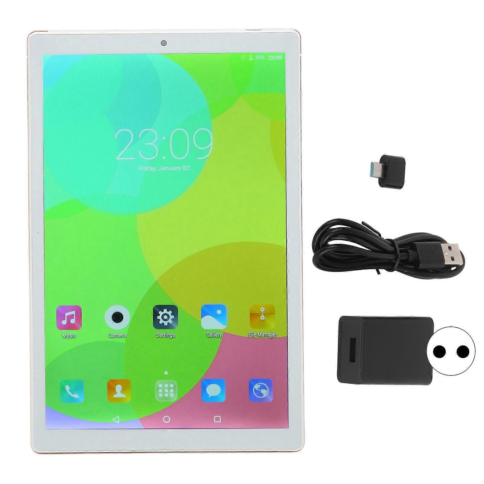 10.1in tabletti 2.4G 5G tyyppi C ladattava 6GB RAM 128GB ROM 2560x1600 5MP 8MP Octa Core 5000mAh kultainen tabletti Android11 100 - 240V EU-pistoke