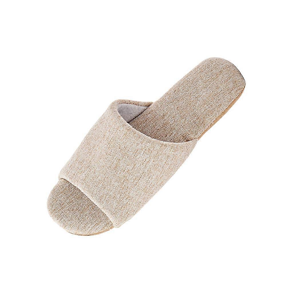 Hus Tofflor Bomull Linne för Män Kvinnor Japanska Hem Tofflor Slides Beige 36 37