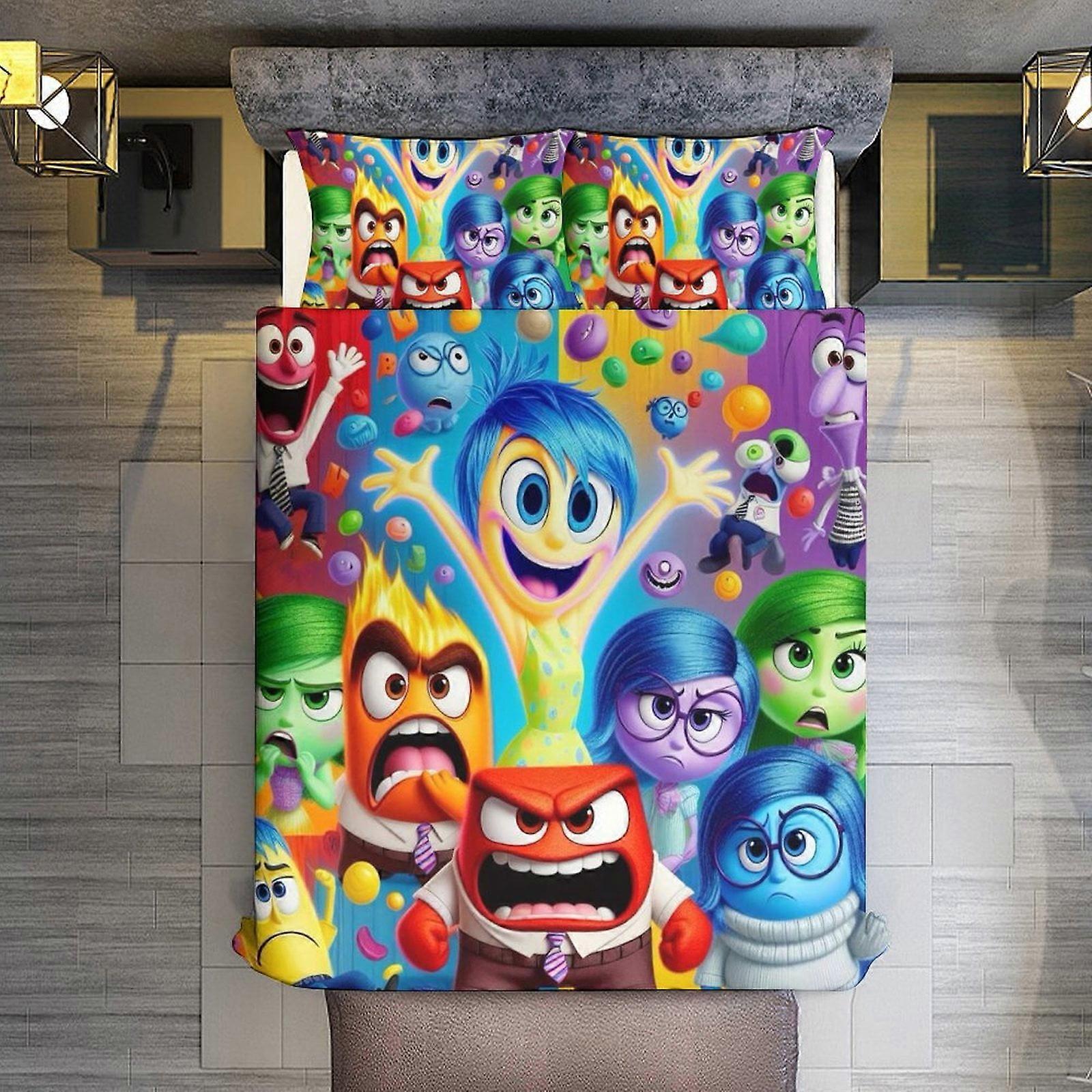 KA647 Inifrån och ut . Täcke Set 3D lätta sängkläder i mikrofiber (1 påslakan, 2 örngott) Lakan RM647