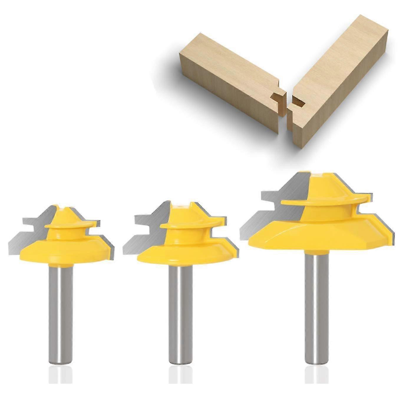 3 Pcs 45 Degree Lock Miter Router Bit 8mmwoodworking Milling Cutter, Slotting Cutter, Joint Cutter For Wood Cutting Tool For Engraving Machine, Decoge