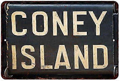 Coney Island Vintage Look Chic Distressed 8x12 Polegadas OU 12x16 Polegadas Modo Metal de Alto Brilho 5175