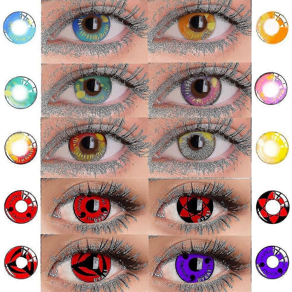 2pcs / Paar Farbige Kontaktlinsen für Augen Schüler Anime Linsen Cosplay Anime Zubehör Augen Linsen Jährlicher Farbkontakt Uchiha Sasuke