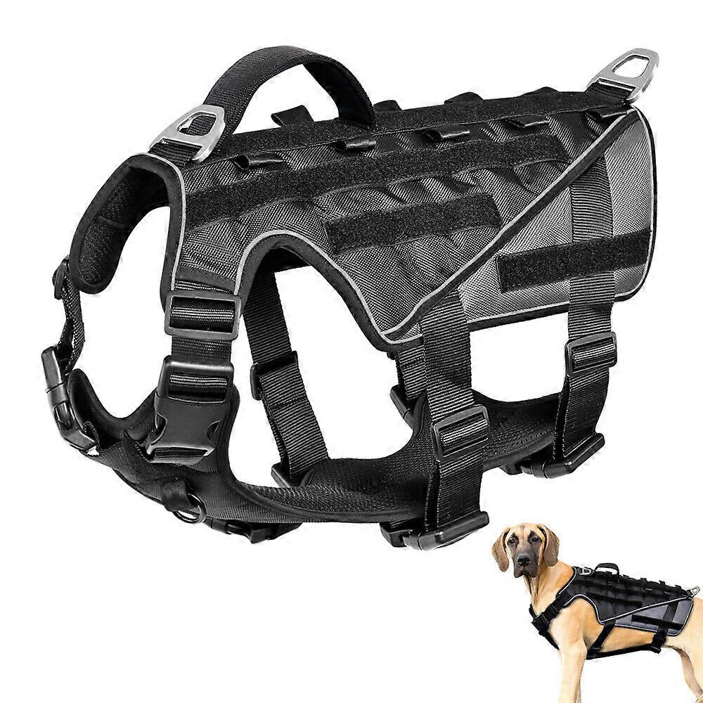 Military Tactical Molle Dog Harness Large Dogs Service Vest Harness Black M L XL