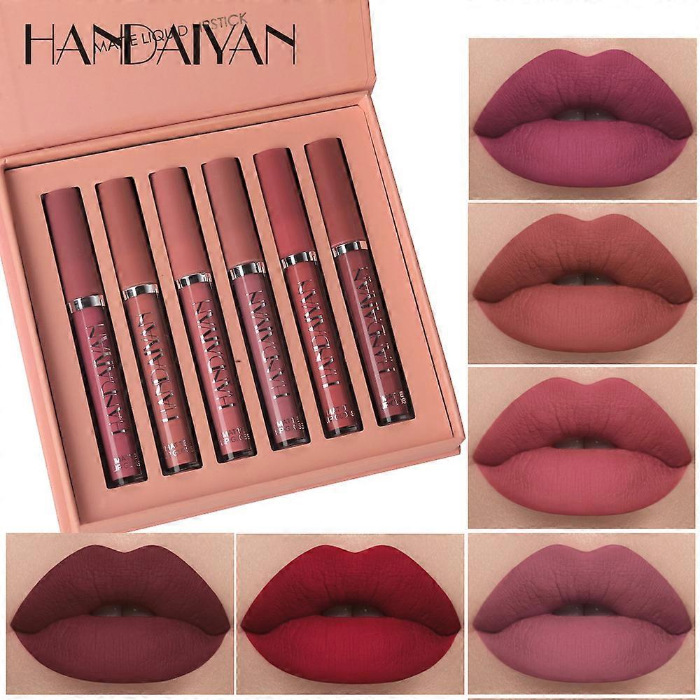 HANDAIYAN 6 PCS/Set Υγρό κραγιόν Lip Gloss Ματ μακράς διαρκείας μακιγιάζ χειλιών ~ Best Seller