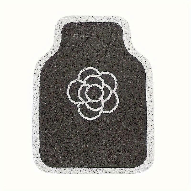 1pc Universal Fit Camellia Design Car Floor Mat, Cuttable, Durable Fabric, Anti Dirt, Non-Slip, Easy To Clean, Aesthetic Front/Rear Auto Carpet