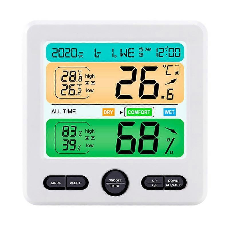 Wireless Weather Station, Digital Hygrometer Indoor Thermometer Color Display Screen Weather Clock Humidity Temperature with Sensor Meter Indoor Outdo
