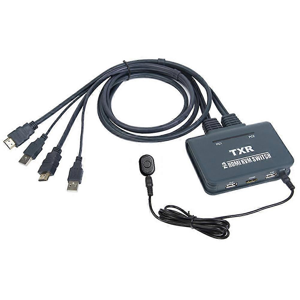 2 Port KVM Switch TV Projector Plug And Play Computer With Cables Splitter Box