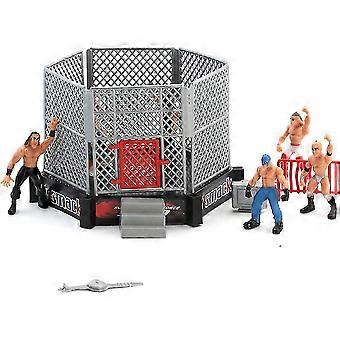 Wrestling Toys,wrestler Warriors Toys With Mini Wrestlers Action Figures | Warrior Toy Set With Fighting Station And Cage Arena Gift For Children/bl