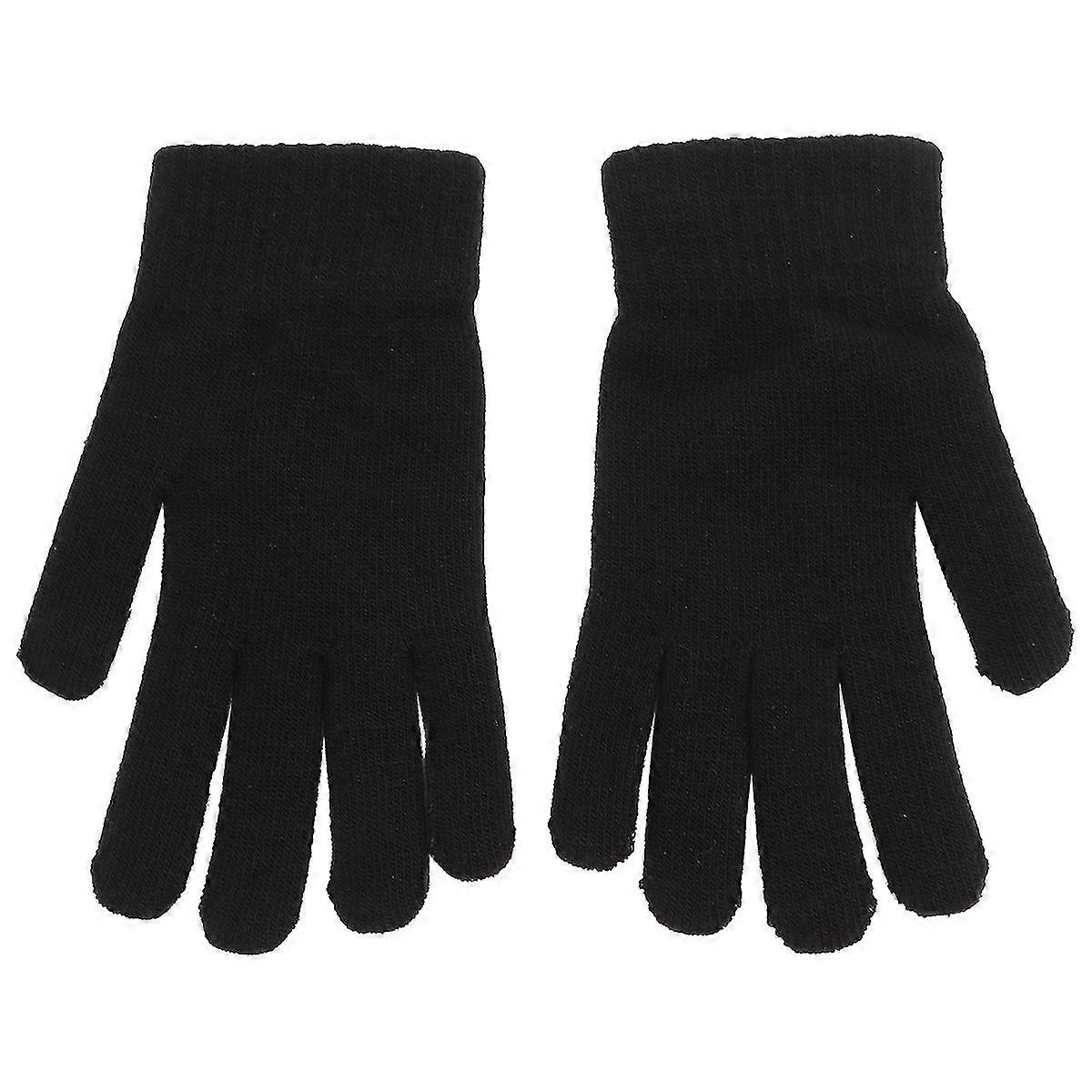 1 Elegant high -quality solid knitted gloves in the two gloves(Black)