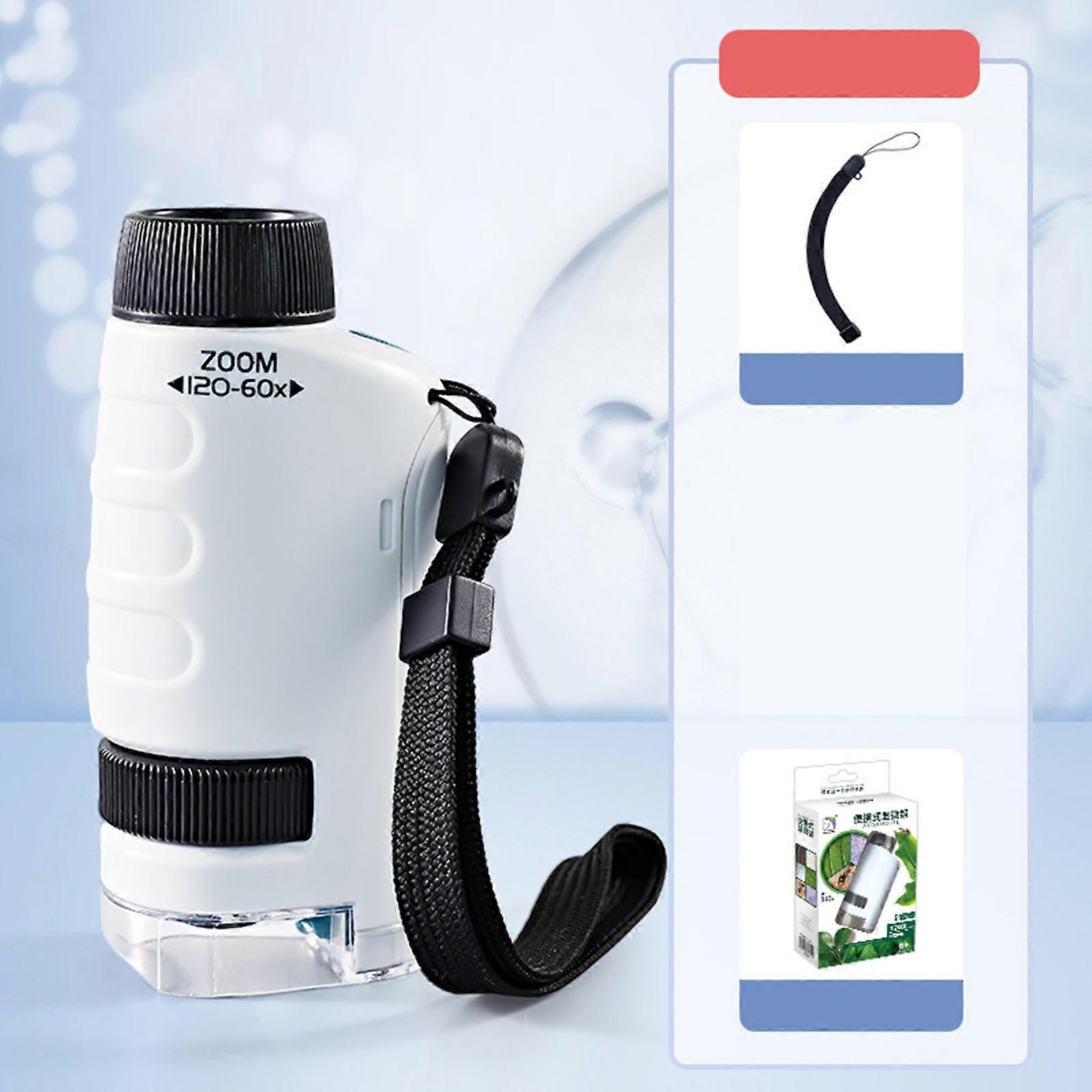 Portable Microscope, Handheld Pocket Microscope for Outdoor Science, Mini Microscope Gift For Child,WHITE