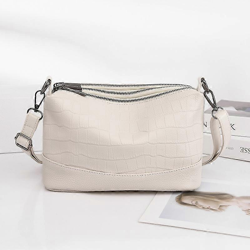 Handväskor Äkta Läder Tre Fack Väska med stor kapacitet för kvinnor Mångsidig Mjuk Läder Axel Crossbody Väska Ko Läder