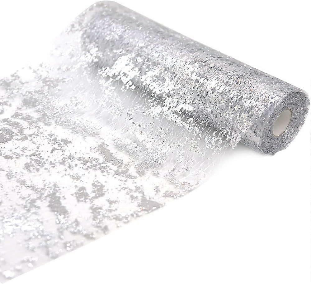9M Silver Table Runner,28cm width Silver Foil Table Cloth,Gift DIY Wrapping Ribbon