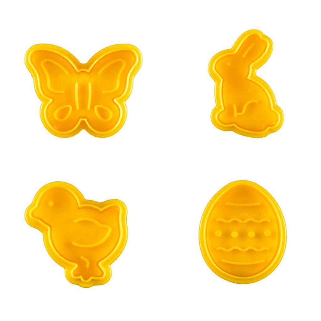 4 Pack Easter Cookie Cutters Set Plastic Material Rabbit Chick Easter Egg Shapes