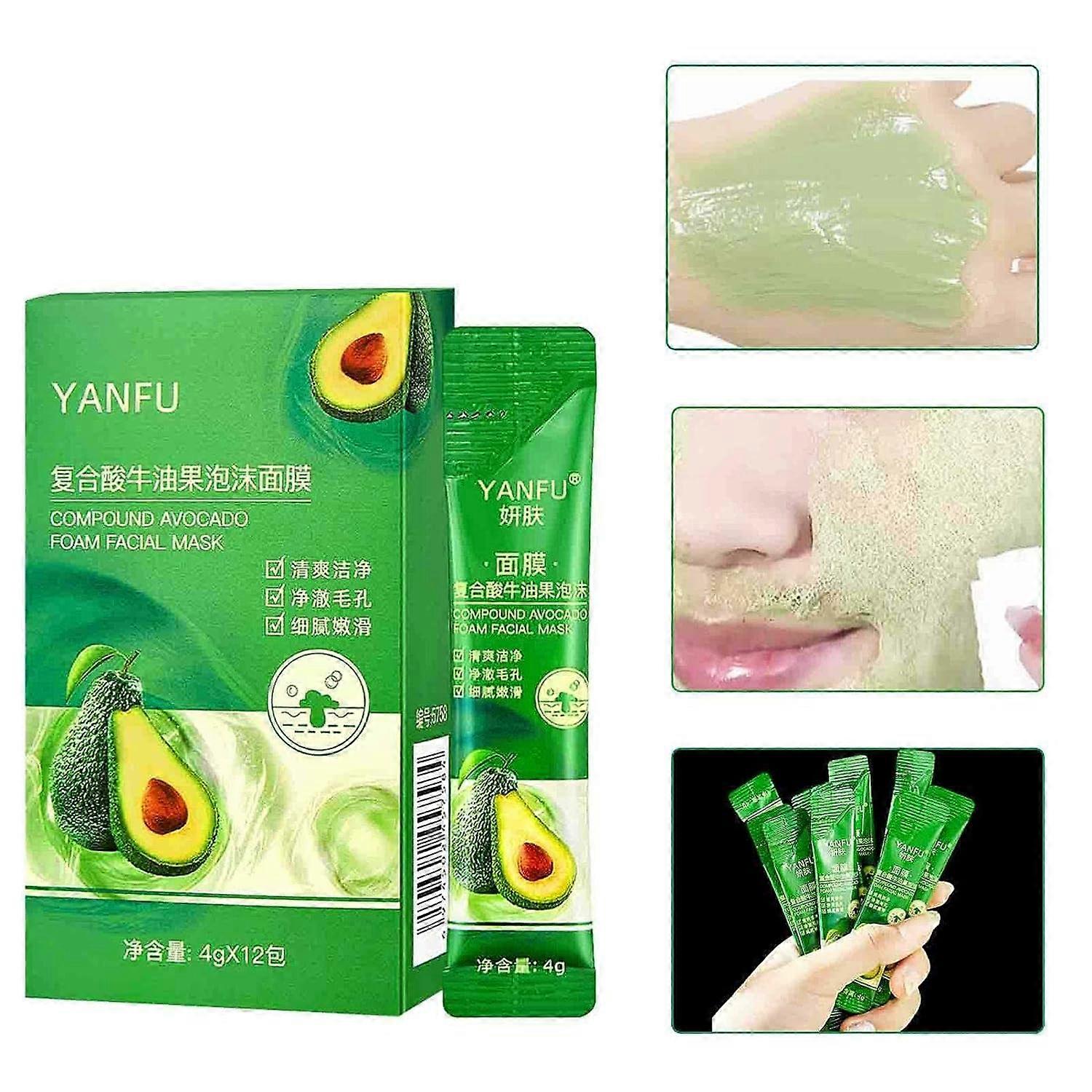 フェイシャルマスク、コンポジットサワーアボカドバブルマスク、スキンケアハイドレーションフェイスマスクディープポアクリーニングブラックヘッド除去フォームマスク