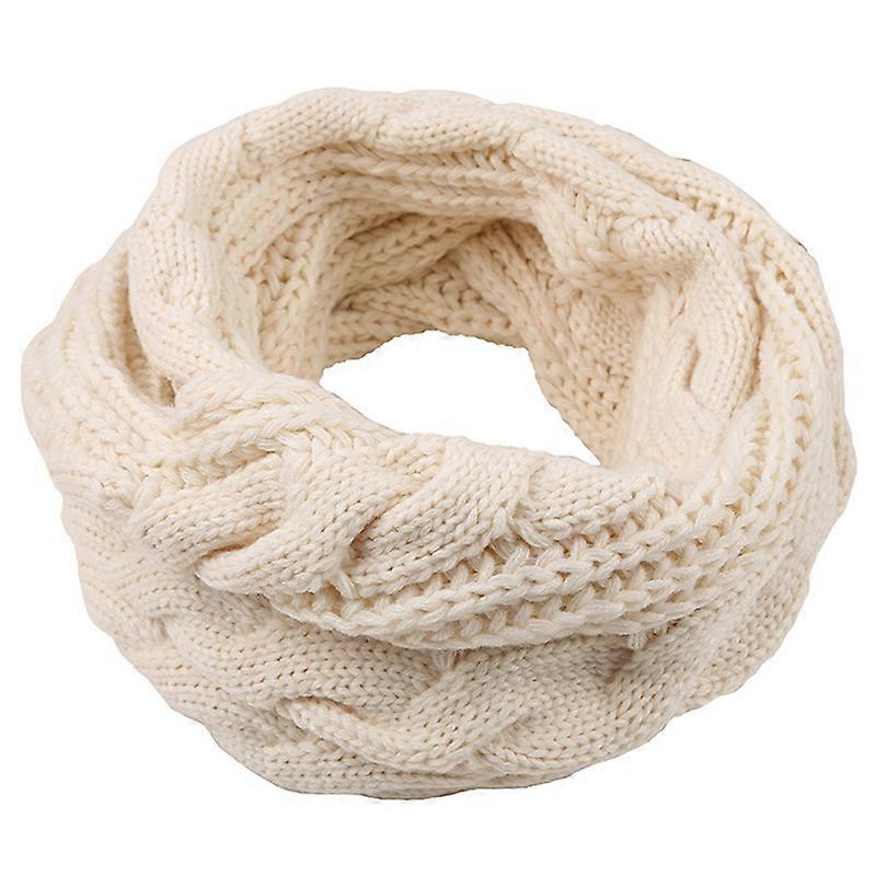 Women's Knitted Loop Scarf Unicoloured with Left Knit Pattern, Warm Winter Knitted Scarf, Tube Scarf Knitted scarf beige