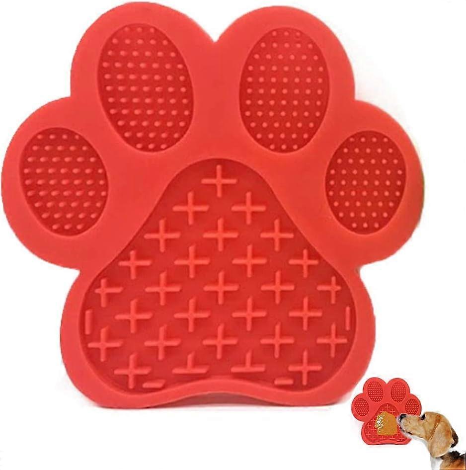 (Red)Dog Lick Pad, Dog Grooming Mat, Dog Bath Mat, Silicone Lick Mat, for Bathing, Grooming and Training Pets
