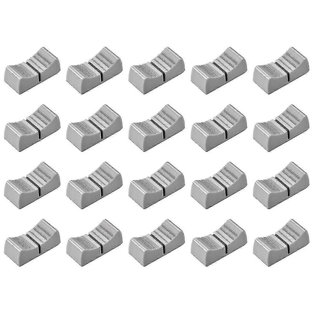 20pcs 24mmx11mmx10mm Console Mixer Slider Fader Knobs Replacement For Potentiometer Gray Knob Black