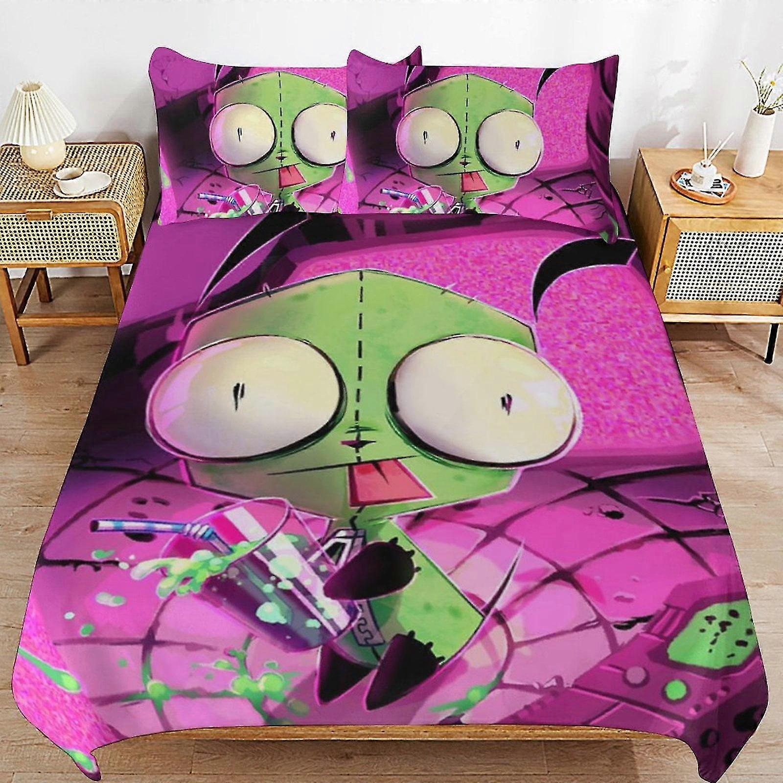 b1237 Lakanat Invader Zim Gir Gir -peitto 3-osainen vuodevaatteet 1 peitto ja 2 tyynyliinaa Lakanat gb1237